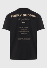 Tricou lejer cu imprimeu artistic pe spate - Negru