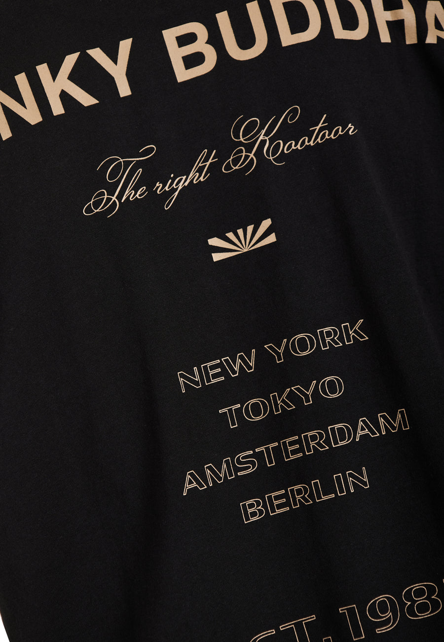 Tricou lejer cu imprimeu artistic pe spate - Negru