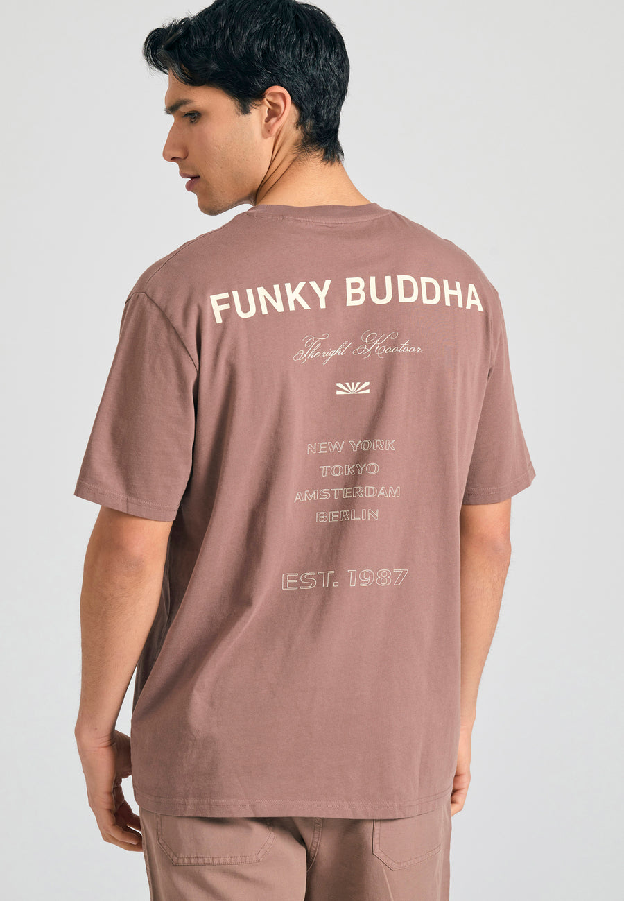 Tricou lejer cu imprimeu artistic pe spate - Cigar