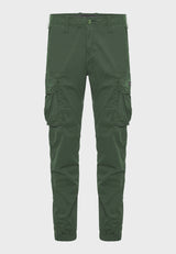Pantaloni cargo bărbătești cu manșetă la tiv - Verde prăfuit