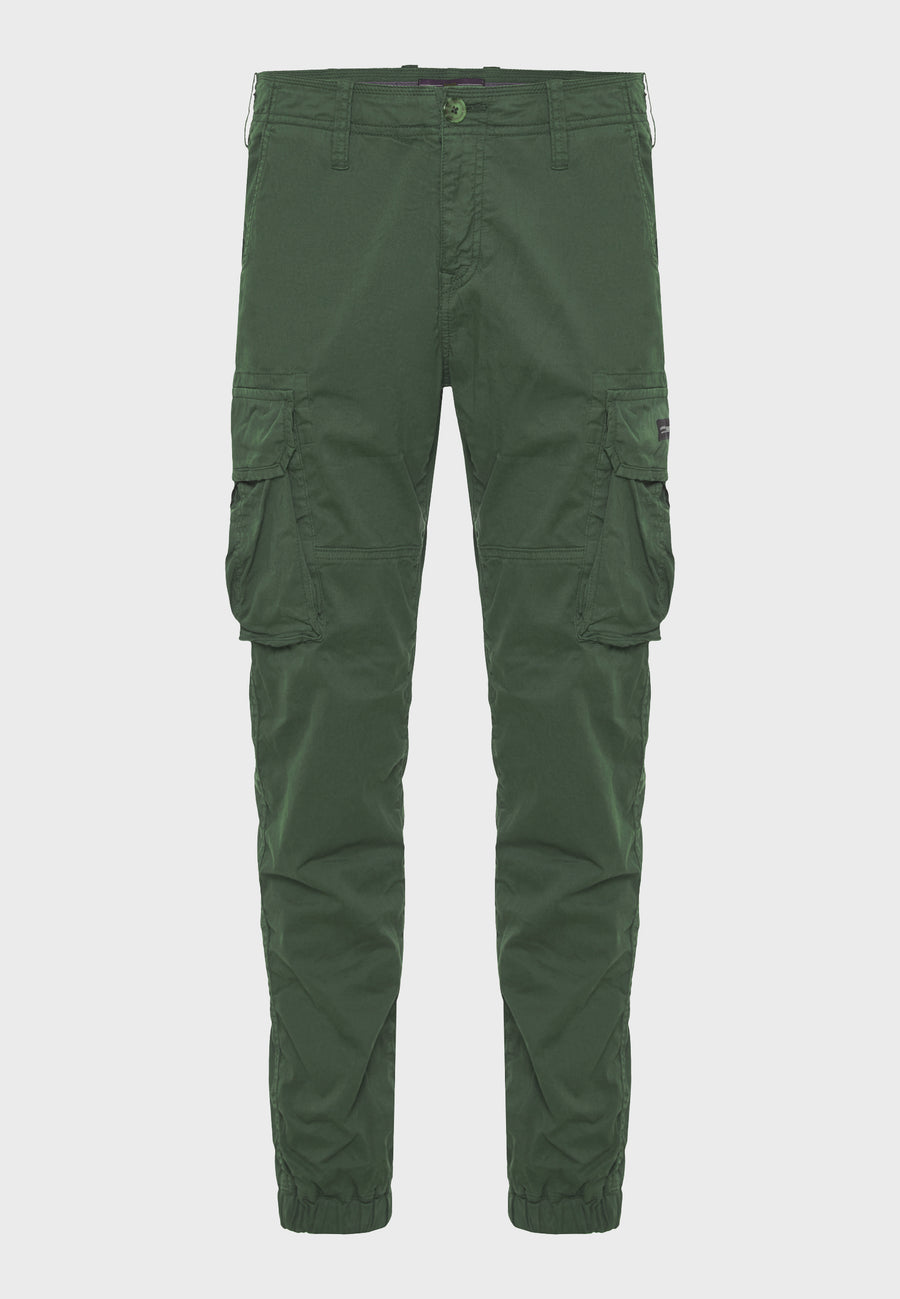 Pantaloni cargo bărbătești cu manșetă la tiv - Verde prăfuit