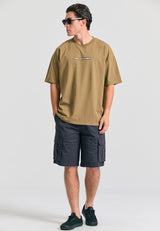 Loose fit cargo shorts in jacquard weave - Anthracite