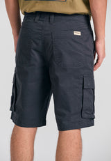 Loose fit cargo shorts in jacquard weave - Anthracite
