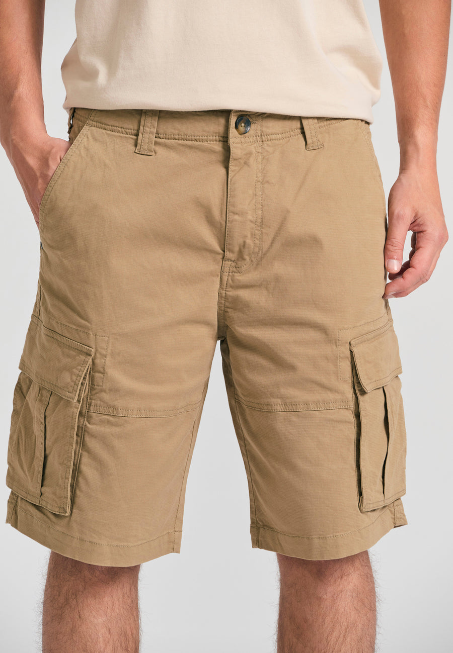 Loose fit cargo shorts in jacquard weave - Sand