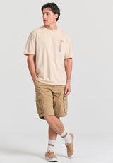 Loose fit cargo shorts in jacquard weave - Sand