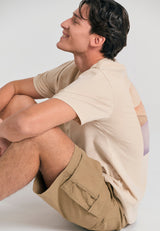 Loose fit cargo shorts in jacquard weave - Sand