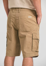 Loose fit cargo shorts in jacquard weave - Sand