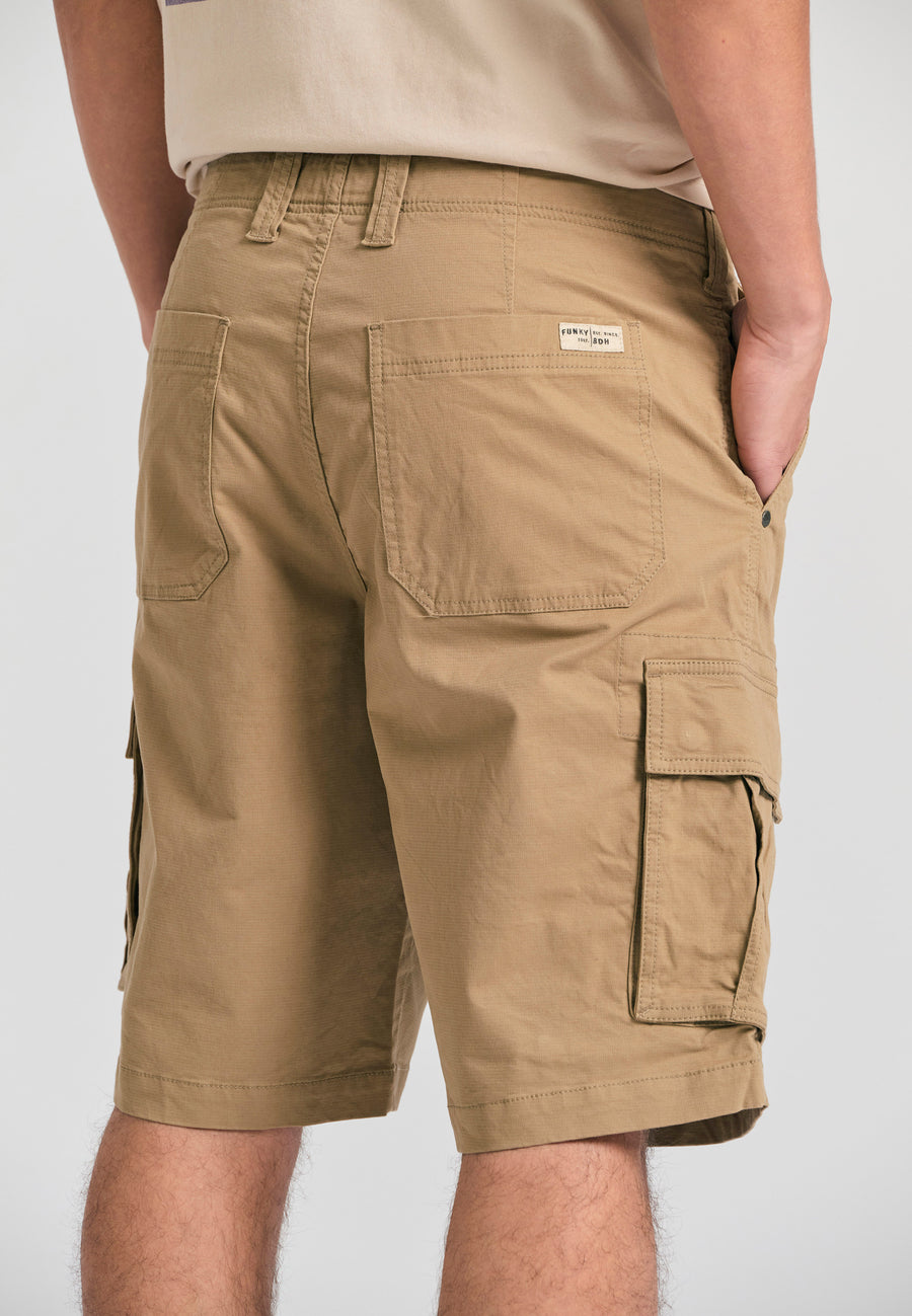 Loose fit cargo shorts in jacquard weave - Sand