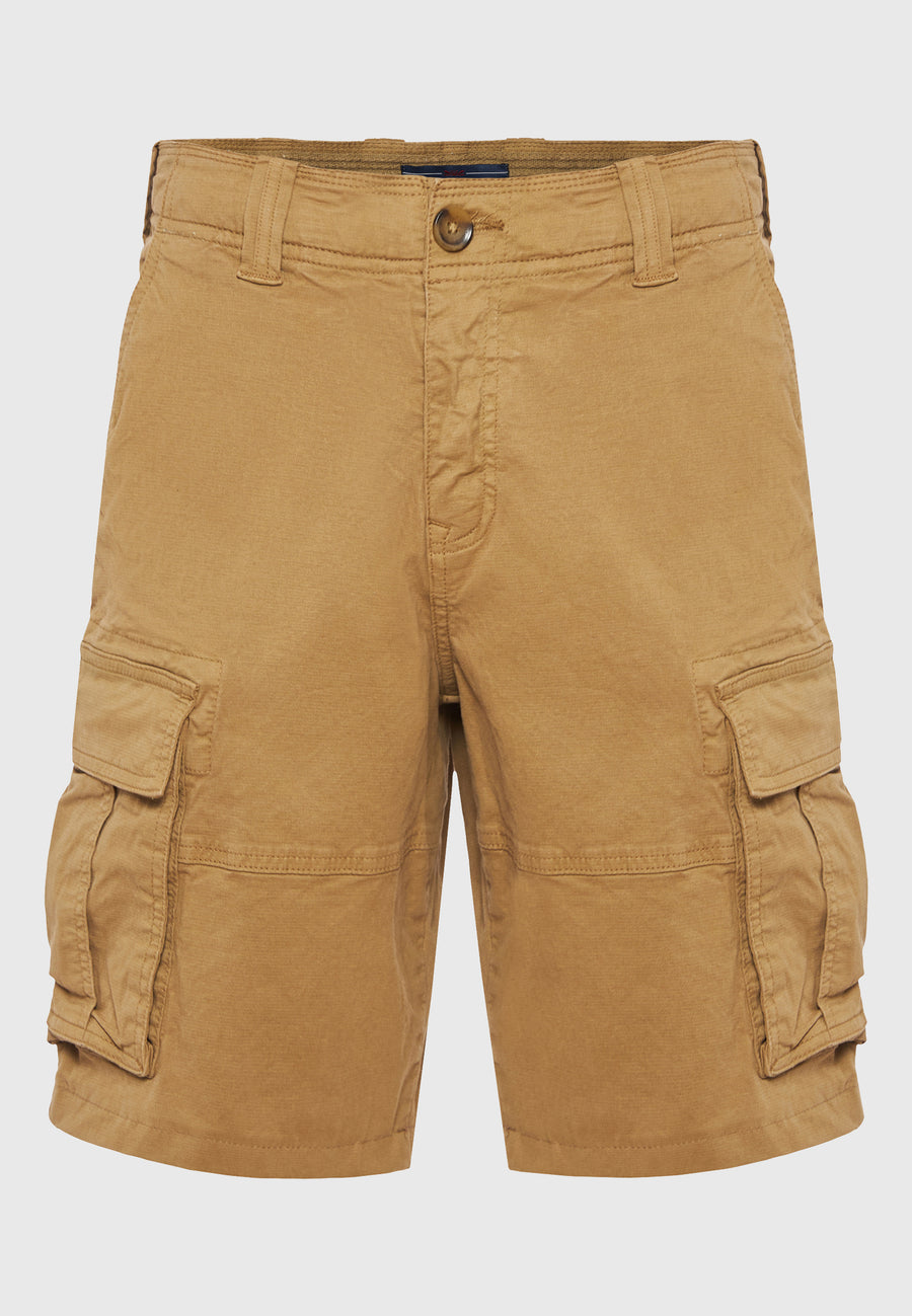 Loose fit cargo shorts in jacquard weave - Sand