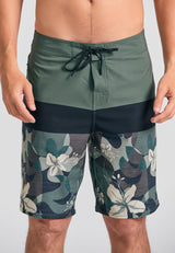 Pantaloni scurți de boardshort pentru bărbați cu imprimeu floral - Kaki