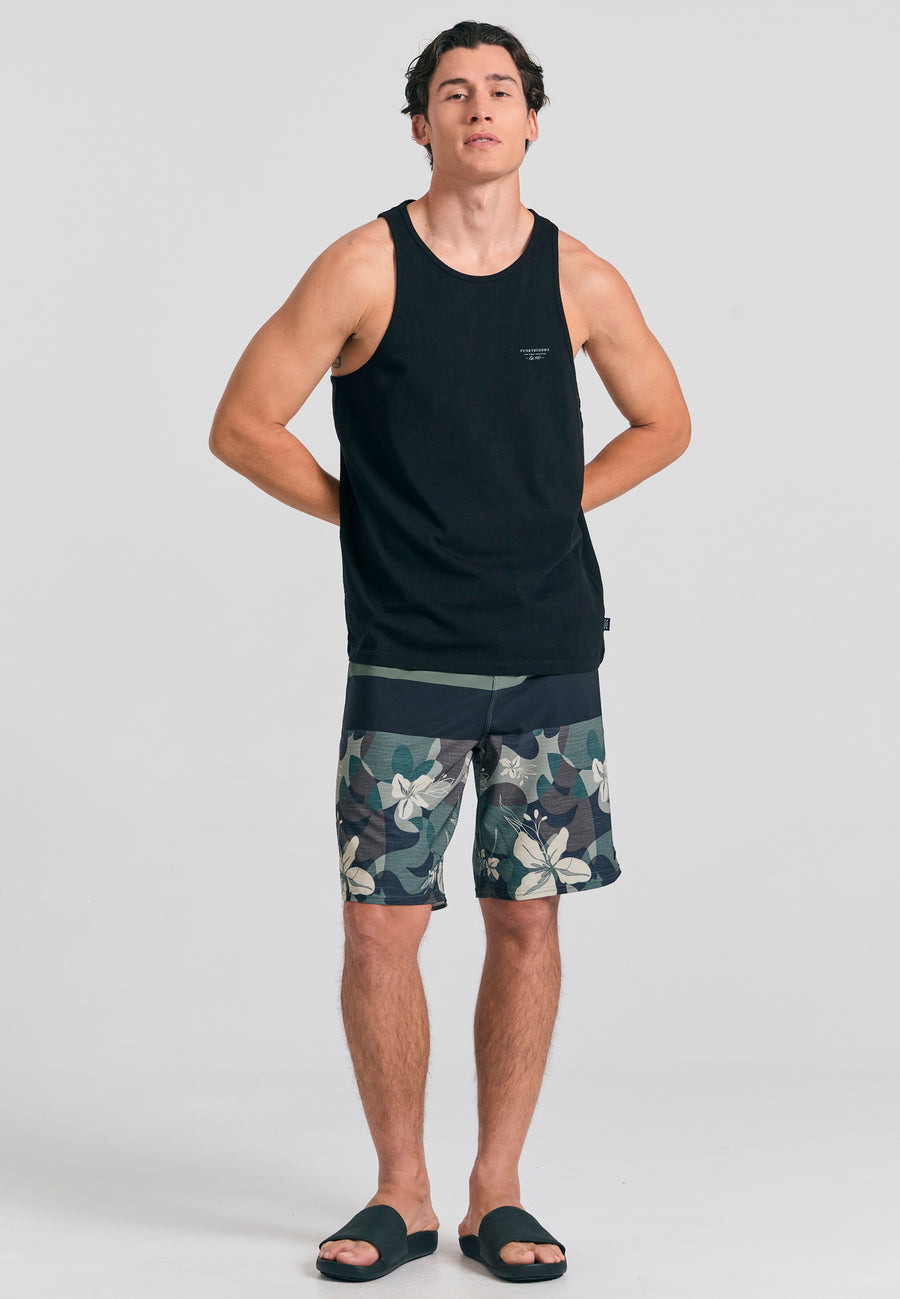Pantaloni scurți de boardshort pentru bărbați cu imprimeu floral - Kaki