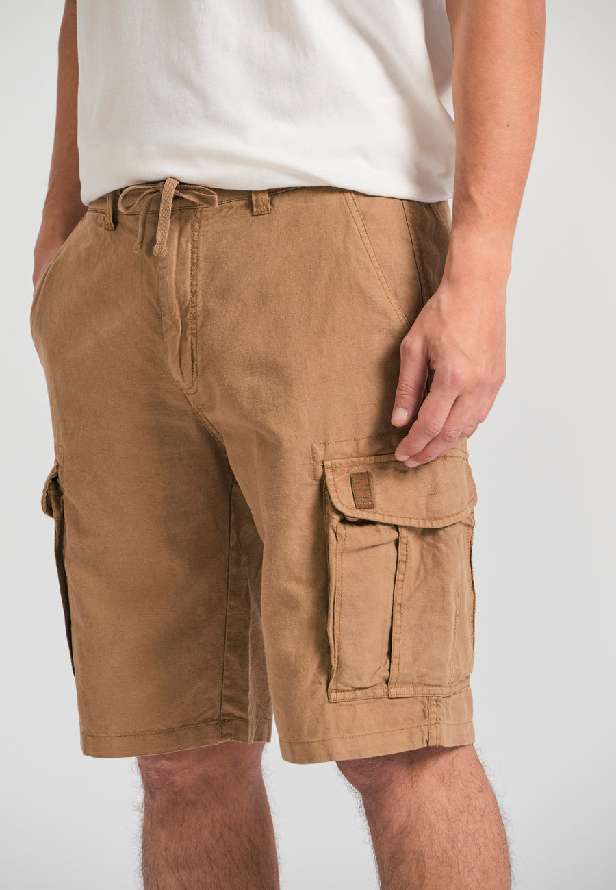 Pantaloni scurți cargo lejeri din amestec de in - Bej