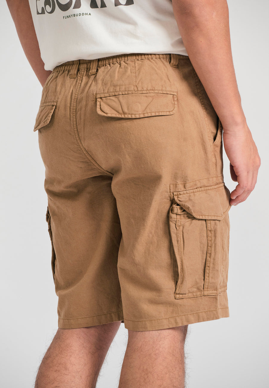 Pantaloni scurți cargo lejeri din amestec de in - Bej