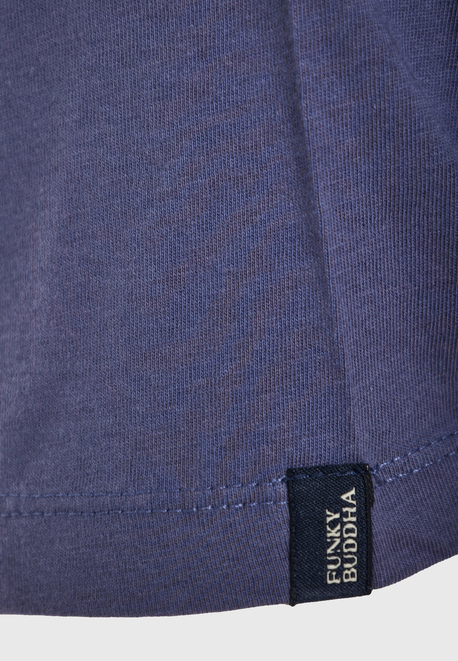 Tricou cu imprimeu decolorat pe piept - Indigo