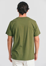 Tricou cu imprimeu decolorat pe piept - Kaki