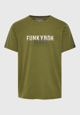 Tricou cu imprimeu decolorat pe piept - Kaki