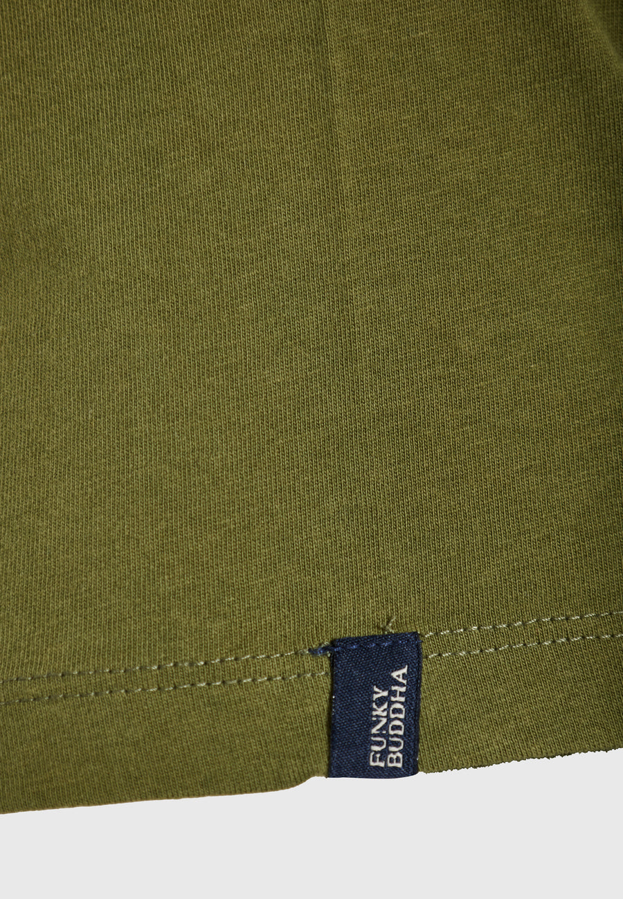 Tricou cu imprimeu decolorat pe piept - Kaki