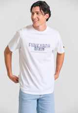 Tricou cu imprimeu decolorat pe piept - Alb