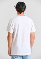 Tricou cu imprimeu decolorat pe piept - Alb