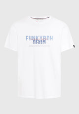 Tricou cu imprimeu decolorat pe piept - Alb