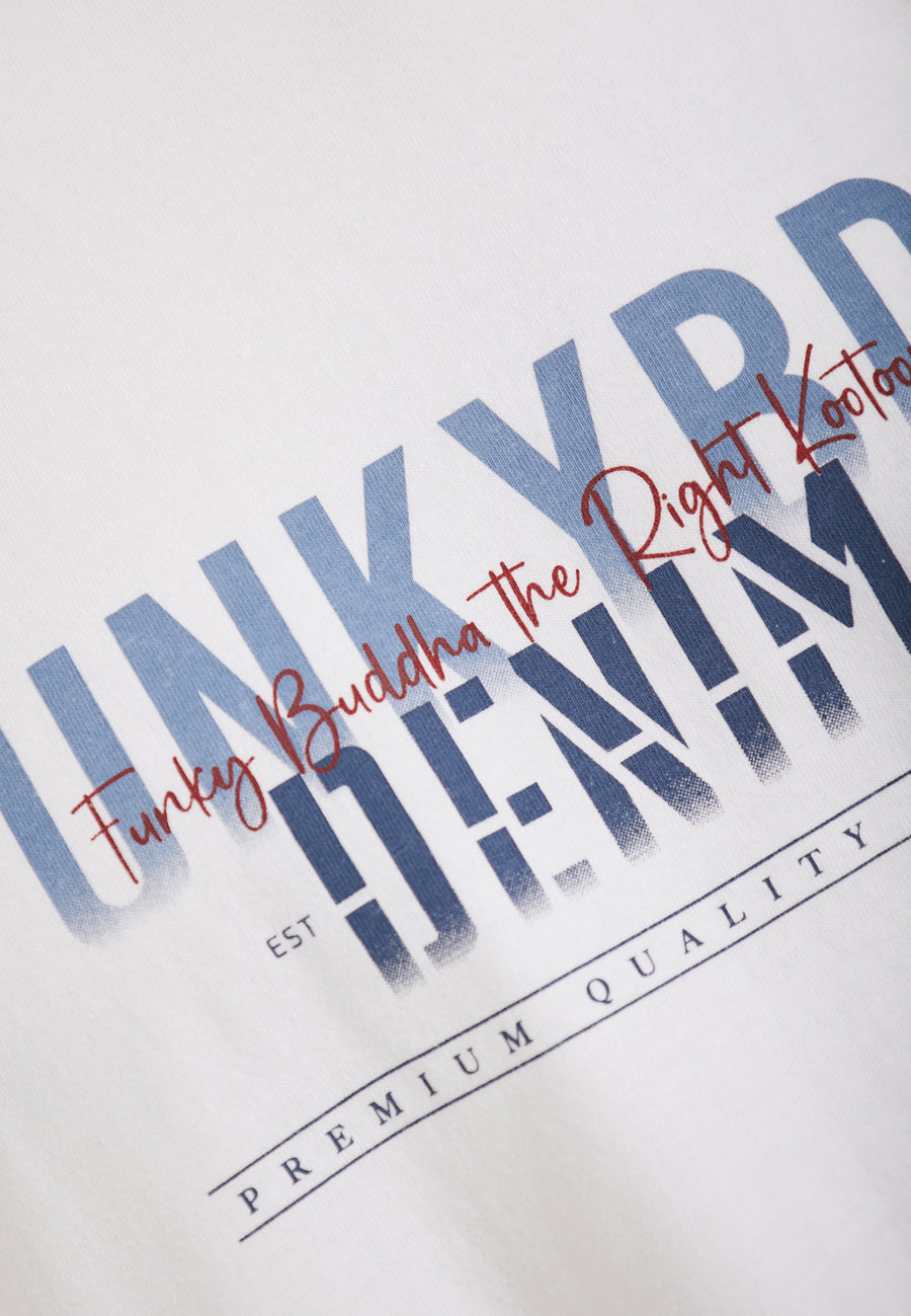 Tricou cu imprimeu decolorat pe piept - Alb