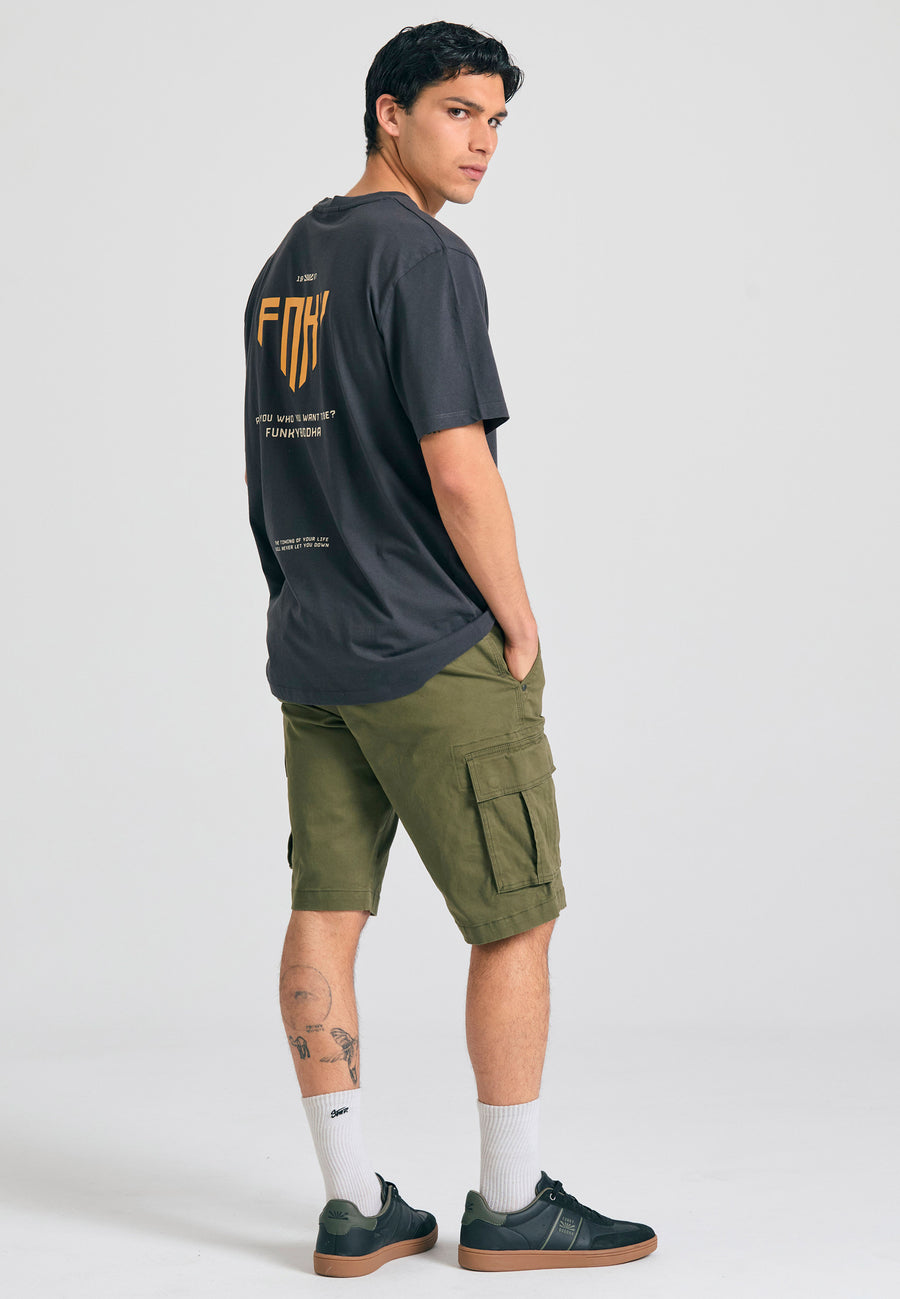Tricou cu croială lejeră și imprimeu grafic pe spate - Antracit