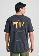 Tricou cu croială lejeră și imprimeu grafic pe spate - Antracit