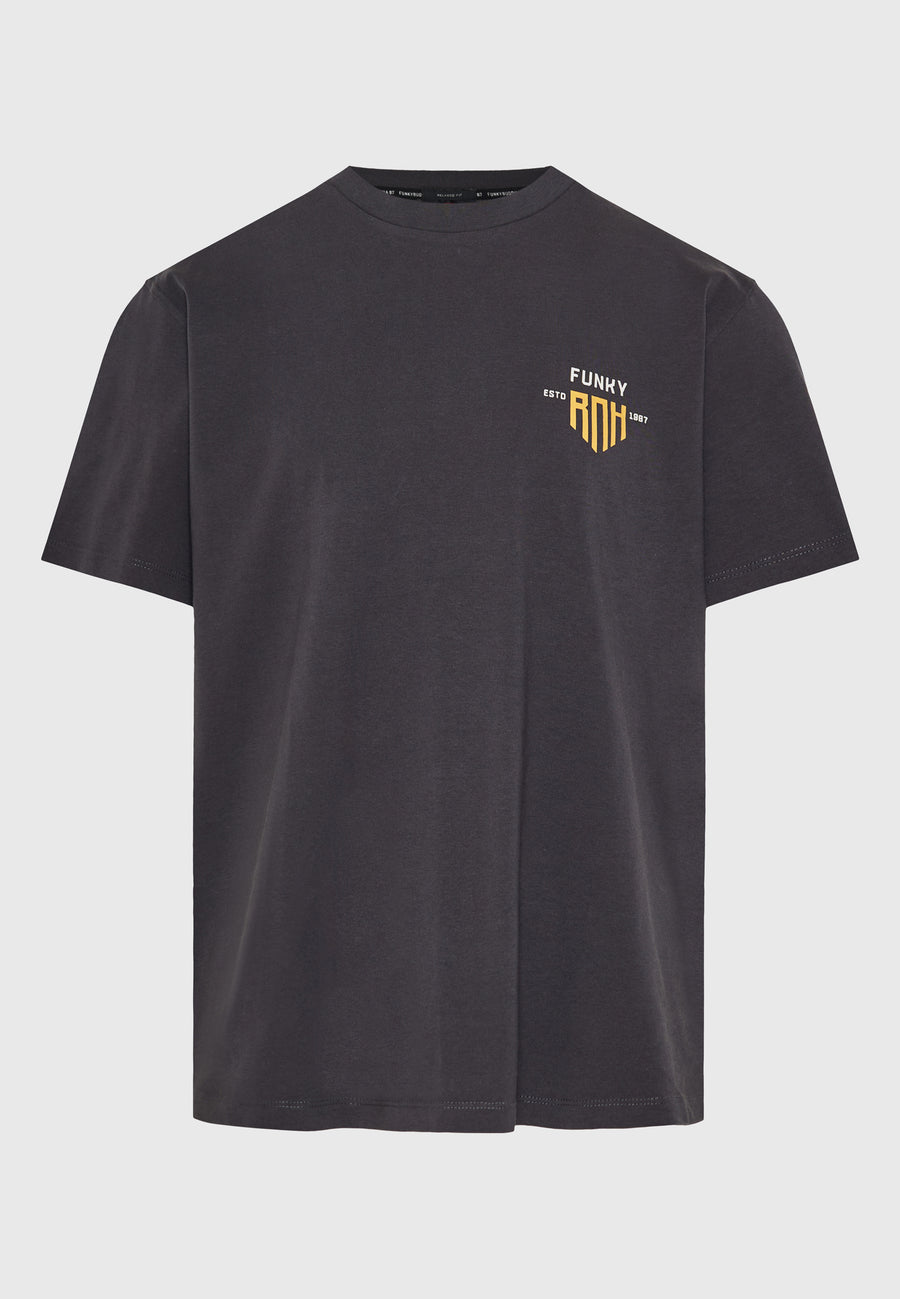 Tricou cu croială lejeră și imprimeu grafic pe spate - Antracit