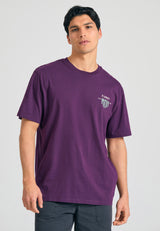 Tricou cu croială lejeră și imprimeu grafic pe spate - Prună