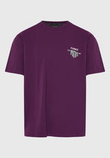 Tricou cu croială lejeră și imprimeu grafic pe spate - Prună