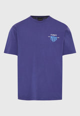 Tricou cu croială lejeră și imprimeu grafic pe spate - Albastru Skipper