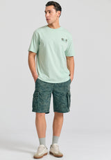Comfort fit garment dyed cargo shorts - Mineral green