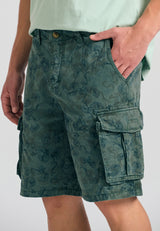 Comfort fit garment dyed cargo shorts - Mineral green