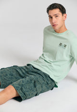 Comfort fit garment dyed cargo shorts - Mineral green