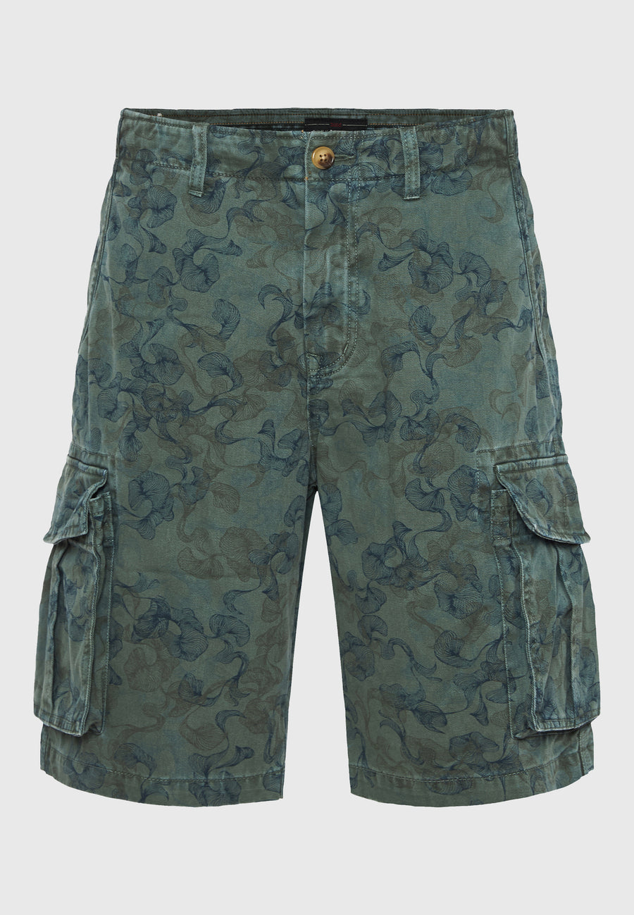 Comfort fit garment dyed cargo shorts - Mineral green