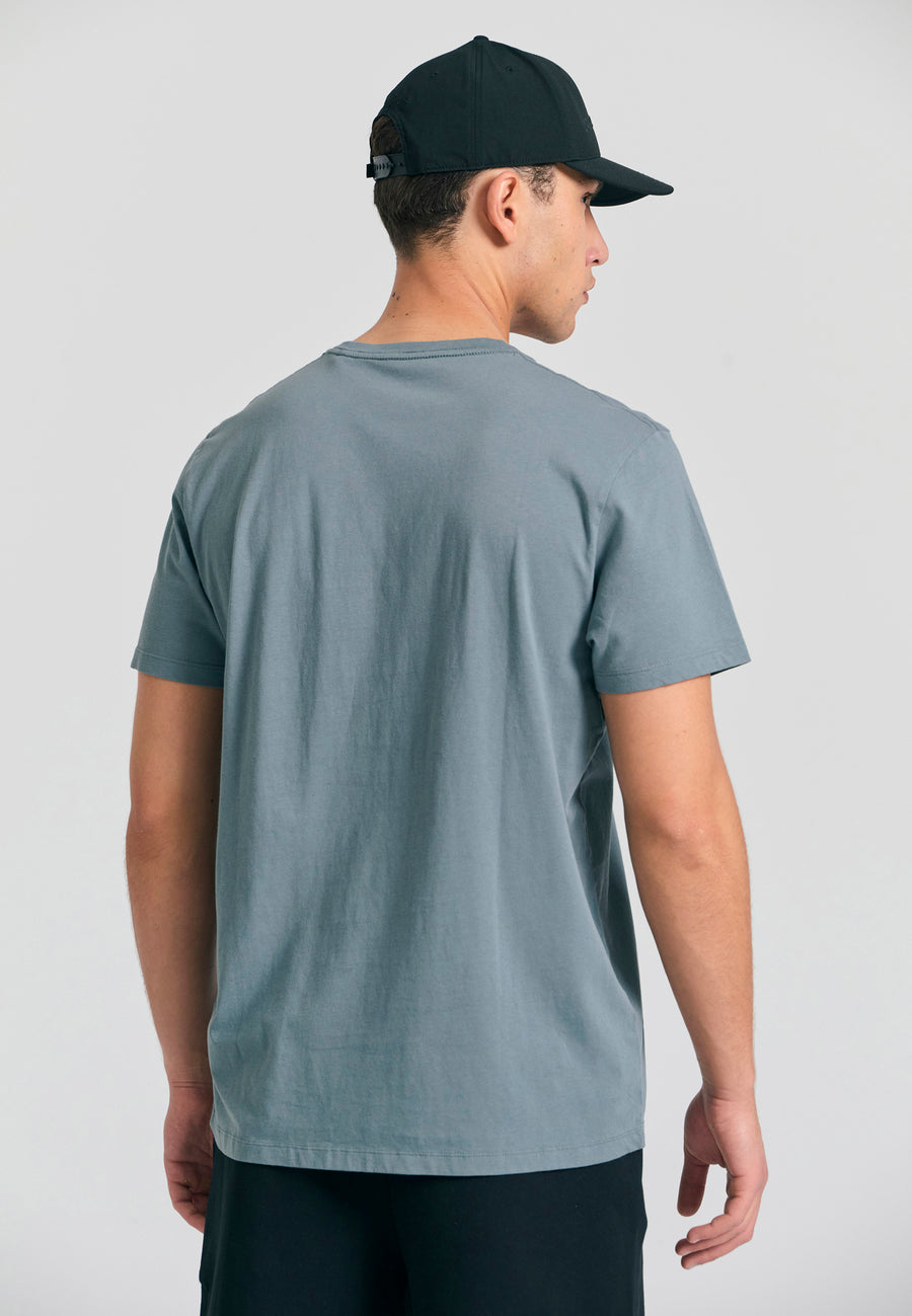 Tricou cu imprimeu cu ramă pe piept - Gri oțel