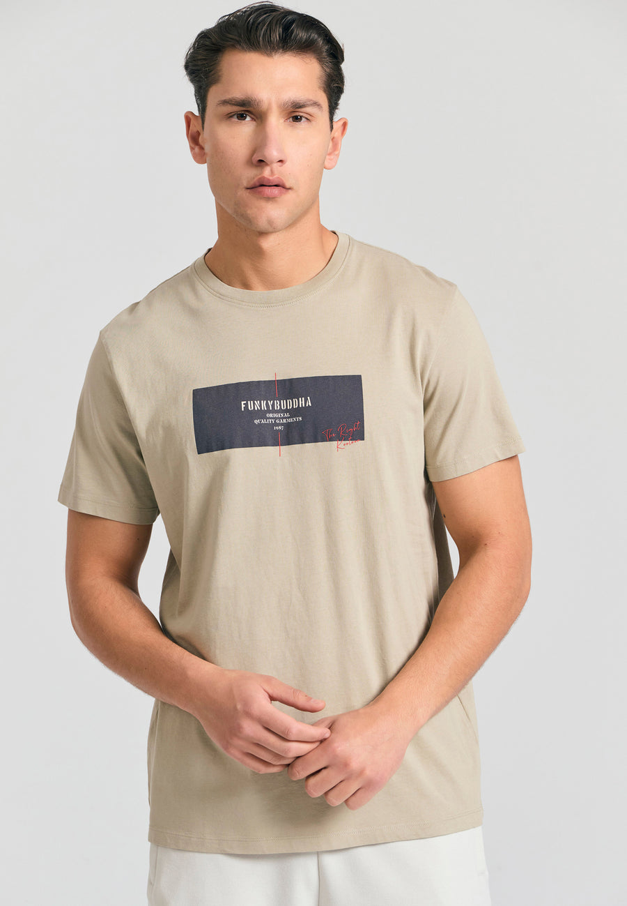 Tricou cu imprimeu cu ramă pe piept - Stone