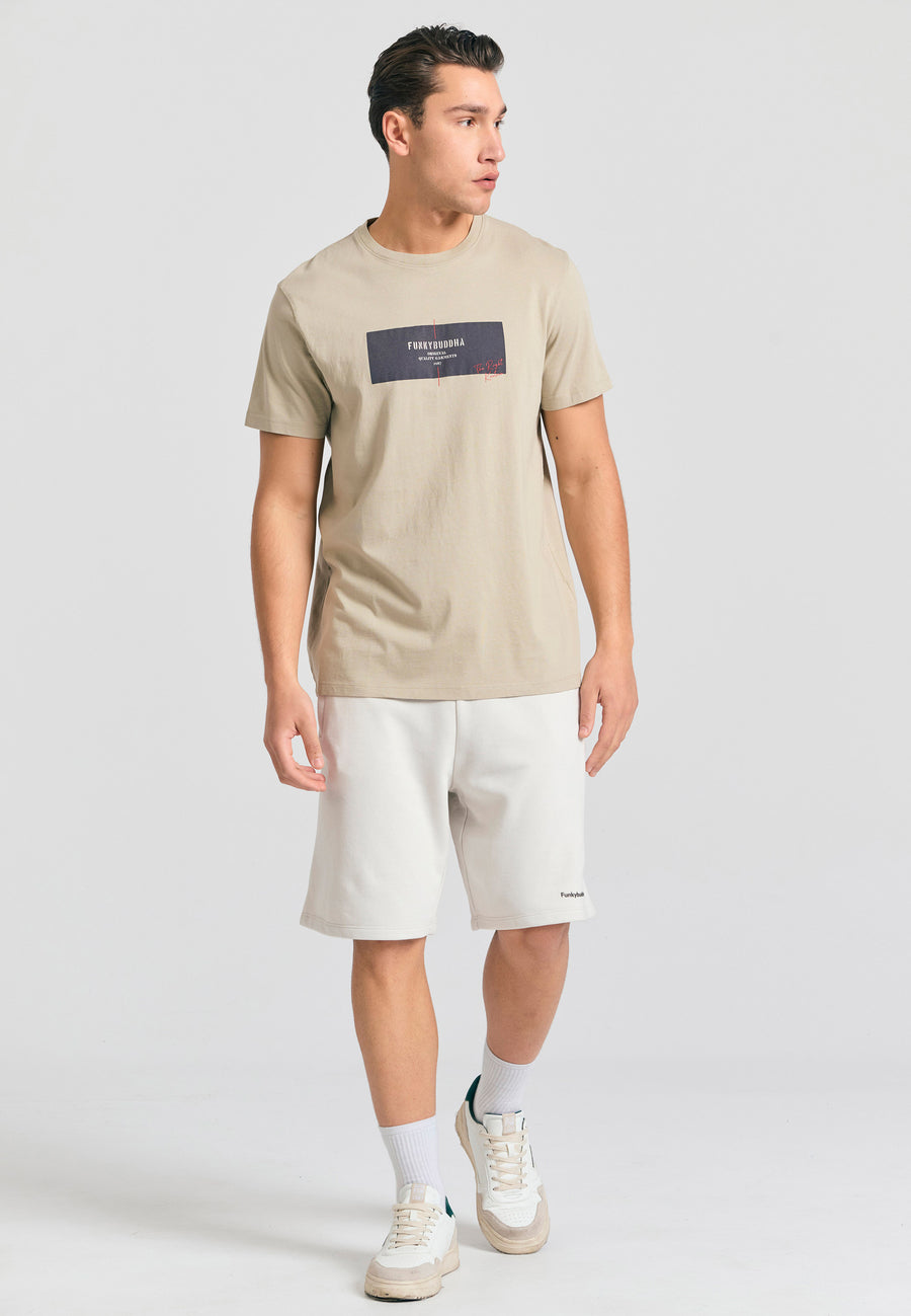 Tricou cu imprimeu cu ramă pe piept - Stone