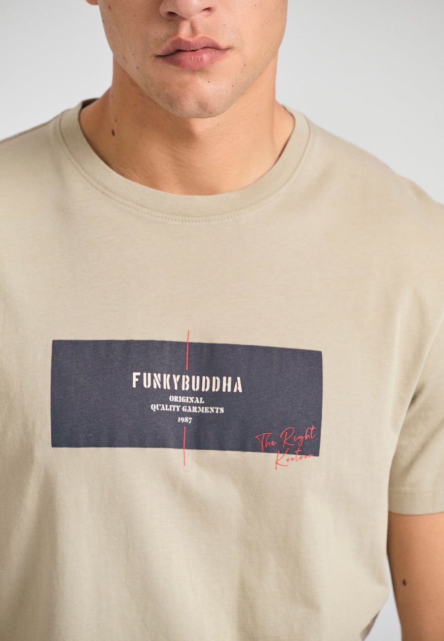 Tricou cu imprimeu cu ramă pe piept - Stone