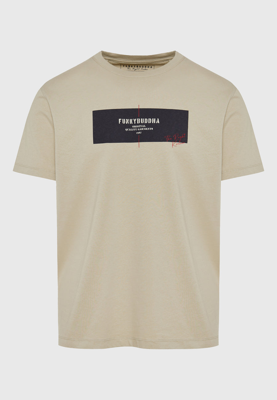 Tricou cu imprimeu cu ramă pe piept - Stone