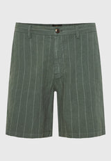 Comfort fit linen blend striped chino shorts - Khaki