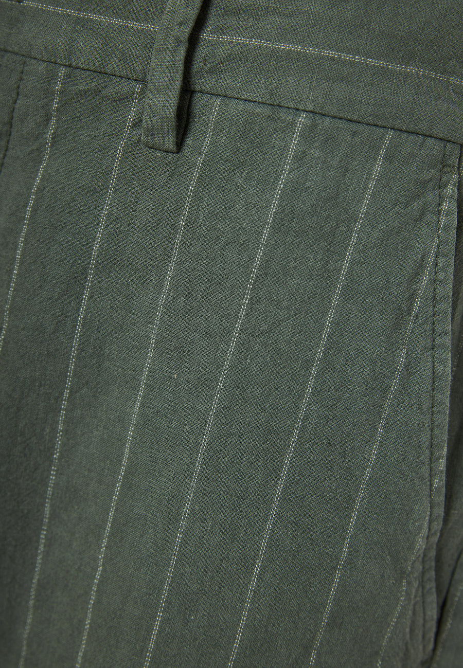 Comfort fit linen blend striped chino shorts - Khaki
