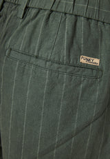 Comfort fit linen blend striped chino shorts - Khaki