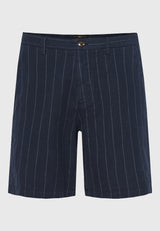 Comfort fit linen blend striped chino shorts - Navy