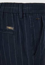 Comfort fit linen blend striped chino shorts - Navy