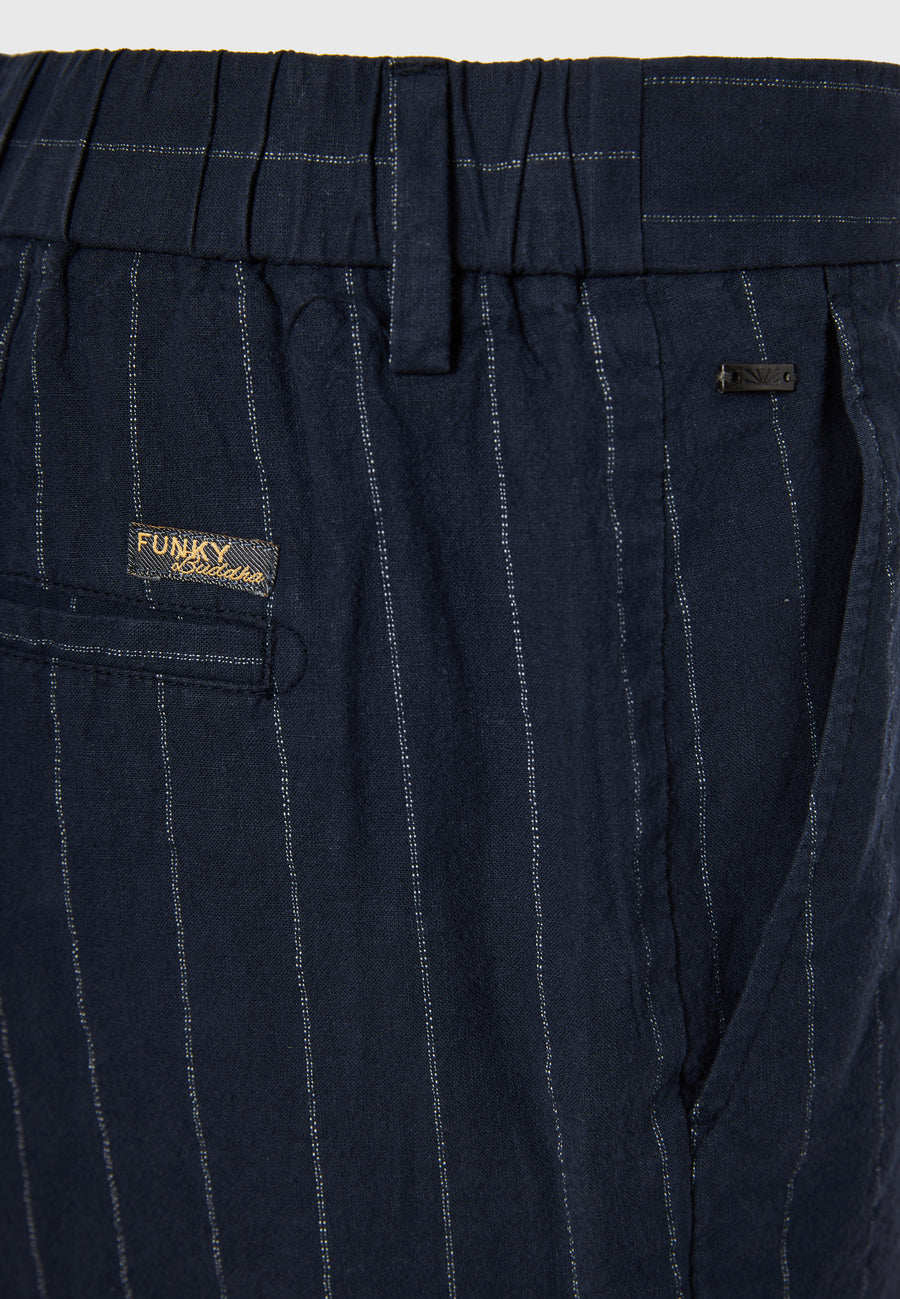 Comfort fit linen blend striped chino shorts - Navy