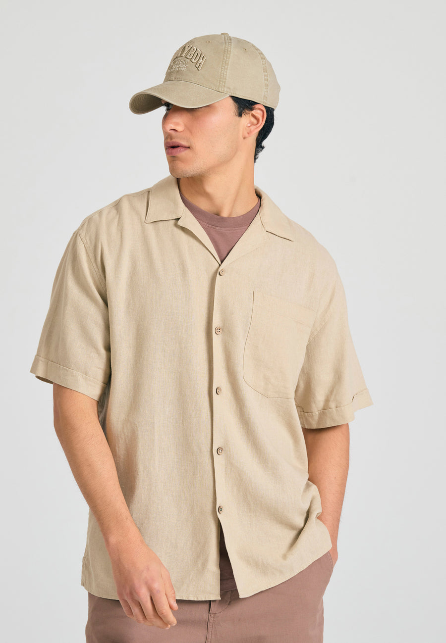 Cămașă relaxată din amestec de in - Nisipiu