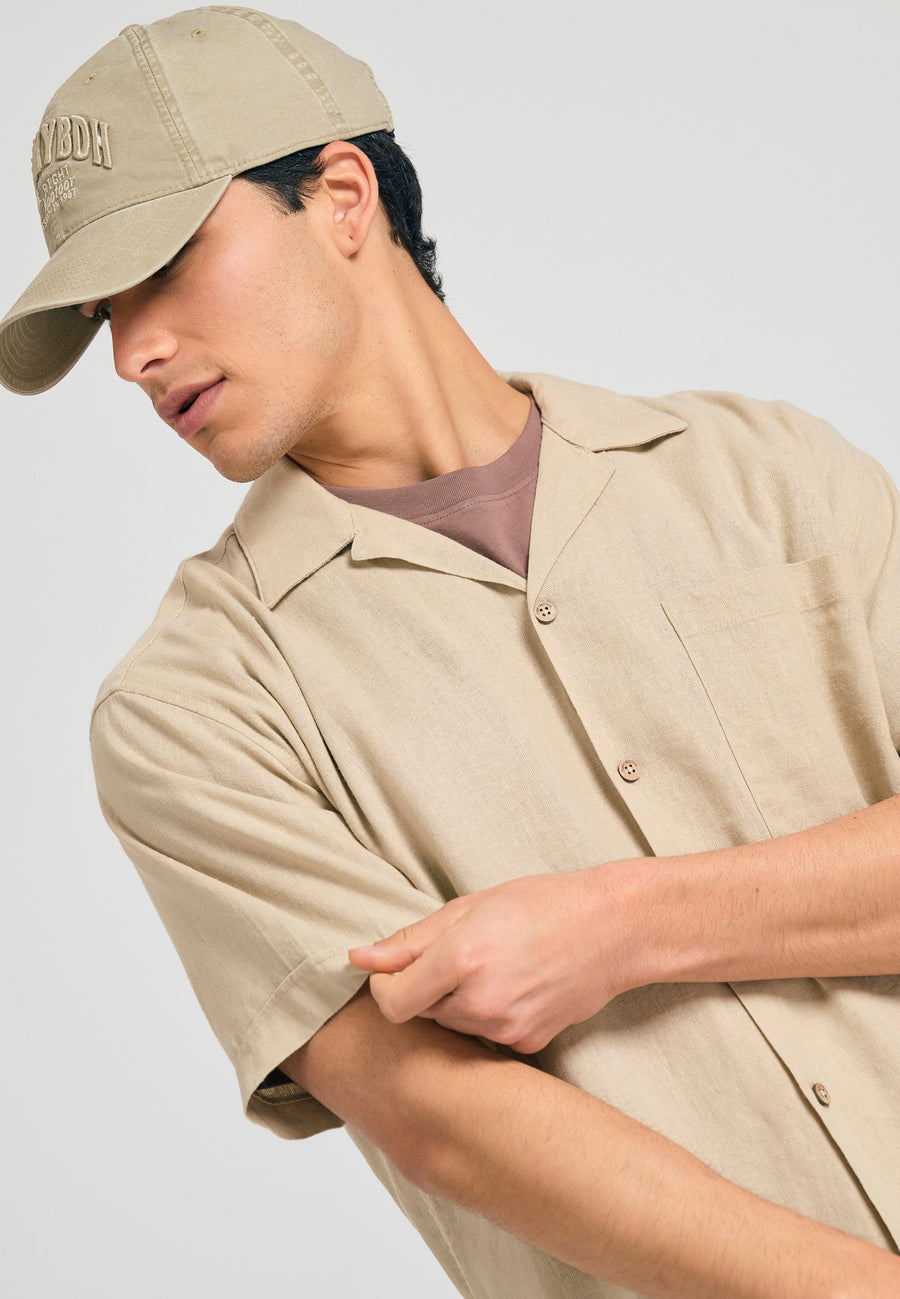 Cămașă relaxată din amestec de in - Nisipiu