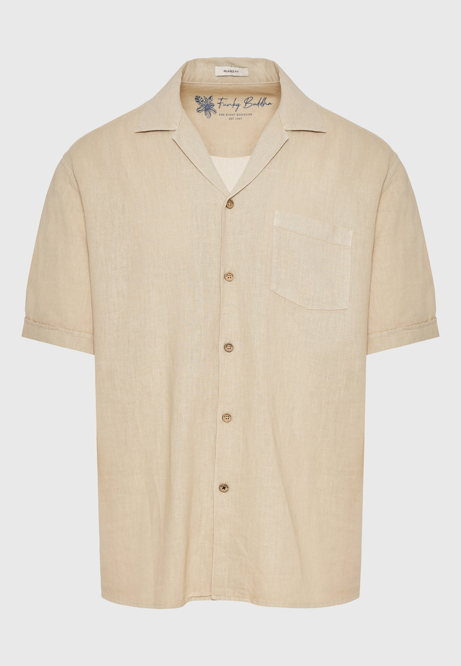 Cămașă relaxată din amestec de in - Nisipiu