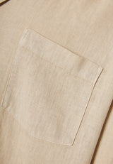 Cămașă relaxată din amestec de in - Nisipiu